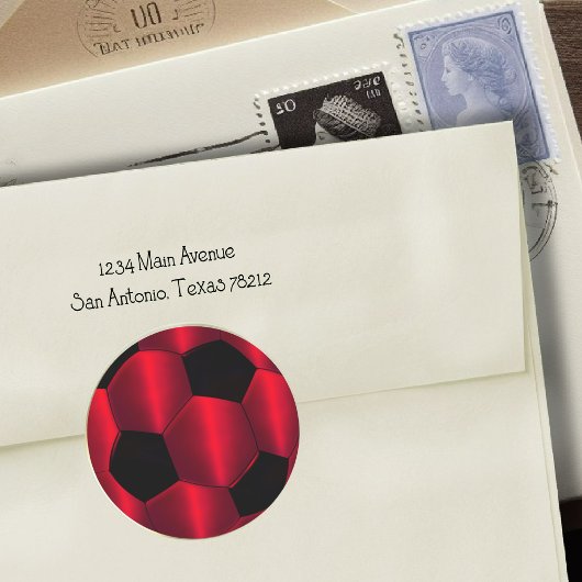 Bar Mitzvah Red en Black Voetbal Ronde Sticker