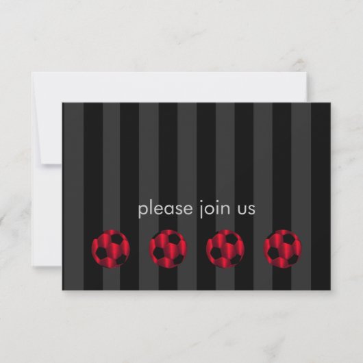 Bar Mitzvah Red en Black Voetbal RSVP Kaartje (Voorkant)