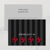 Bar Mitzvah Red en Black Voetbal RSVP Kaartje (Voorkant / Achterkant)