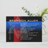 Bar Mitzvah Red en Blue op elke kleur Kaart (Staand voorkant)