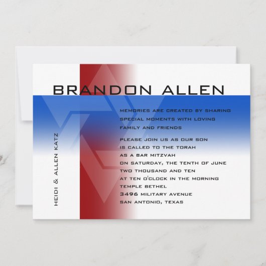 Bar Mitzvah Red en Blue op elke kleur Kaart (Voorkant)