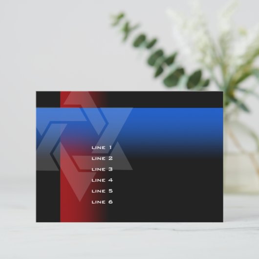 Bar Mitzvah Red en Blue op elke kleur Kaart (Staand voorkant)