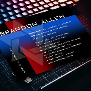 Bar Mitzvah Red en Blue op elke kleur Kaart