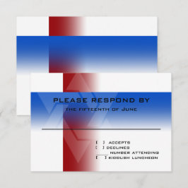 Bar Mitzvah Red en Blue op elke kleur RSVP Kaartje