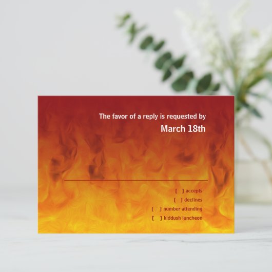 Bar Mitzvah Red en Oranje RSVP (Staand voorkant)