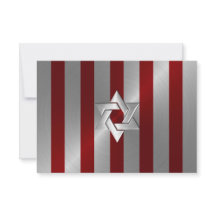 Bar Mitzvah Red en Silver Stripe met Star