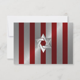 Bar Mitzvah Red en Silver Stripe met Star Kaart