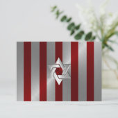 Bar Mitzvah Red en Silver Stripe met Star Kaart (Staand voorkant)