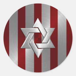 Bar Mitzvah Red en Silver Stripe Star van David Ronde Sticker