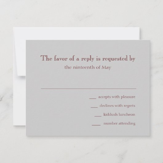 Bar Mitzvah Red en Silver Stripe Star van David RSVP Kaartje (Achterkant)