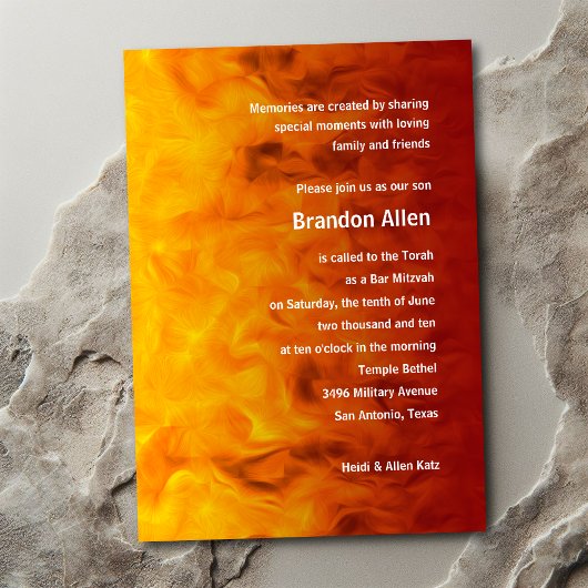 Bar Mitzvah Red en Sinaasappel Kaart