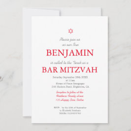 Bar Mitzvah Red Pattern Star van David Jewish Kaart
