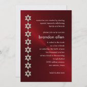 Bar Mitzvah Red Sheen Silver Stars van David Kaart (Voorkant / Achterkant)