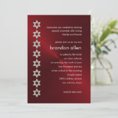Bar Mitzvah Red Sheen Silver Stars van David Kaart (Staand voorkant)