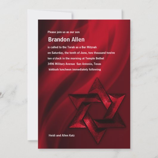 Bar Mitzvah Red Star van David Kaart (Voorkant)