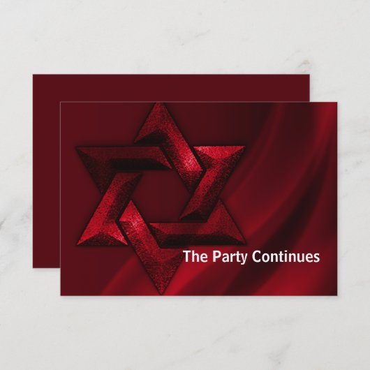 Bar Mitzvah Red Star van David Kaart (Voorkant / Achterkant)