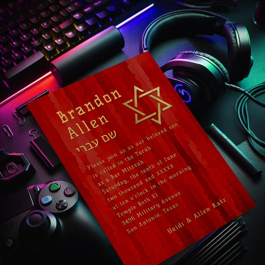 Bar Mitzvah Red Streaks Kaart