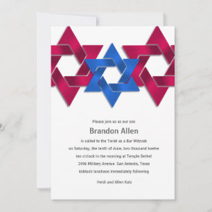 Bar Mitzvah Red White Blue Star van David Kaart