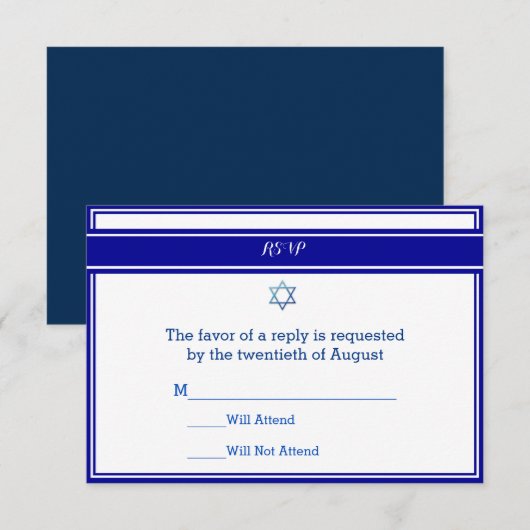 Bar Mitzvah-responskaarten RSVP Kaartje (Voorkant / Achterkant)