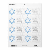 Bar Mitzvah Return Address Labels (Full Sheet)