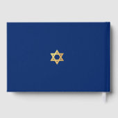Bar Mitzvah Royal Blue Faux Gold Star of David Gastenboek (Achterkant)