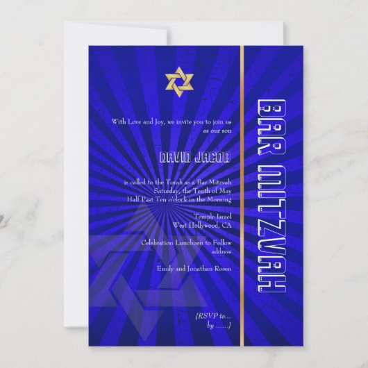 Bar Mitzvah/royal blue/gold Kaart (Voorkant)
