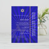 Bar Mitzvah/royal blue/gold Kaart (Staand voorkant)