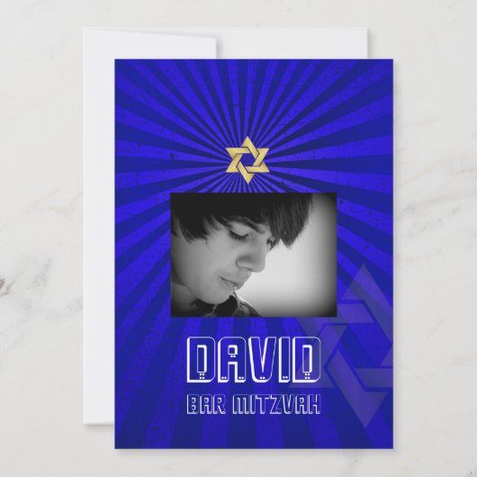 Bar Mitzvah/royal blue/gold Kaart (Achterkant)