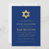 Bar Mitzvah Royal Blue Gold Star of David Simple Kaart (Voorkant)