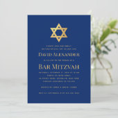 Bar Mitzvah Royal Blue Gold Star of David Simple Kaart (Staand voorkant)