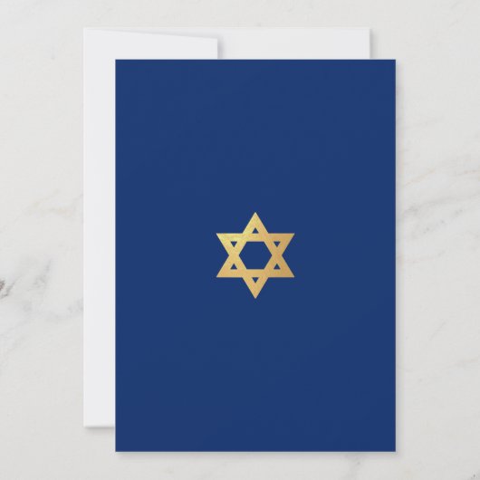 Bar Mitzvah Royal Blue Gold Star of David Simple Kaart (Achterkant)