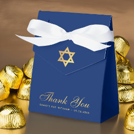 Bar Mitzvah Royal Blue Gold Star Thank You Script  Bedankdoosjes