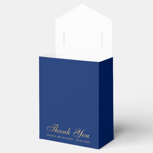 Bar Mitzvah Royal Blue Gold Star Thank You Script Bedankdoosjes (Geopend)