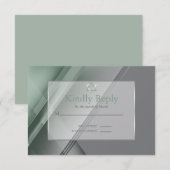 Bar Mitzvah RSVP Hedendaagse groene houtskool (Voorkant / Achterkant)