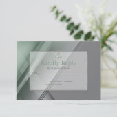 Bar Mitzvah RSVP Hedendaagse groene houtskool Kaartje (Staand voorkant)