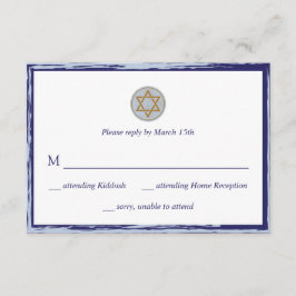 Bar Mitzvah RSVP-kaart blauw en gouden ster RSVP Kaartje