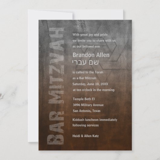 Bar Mitzvah Rugged Fade Rust Kaart (Voorkant)
