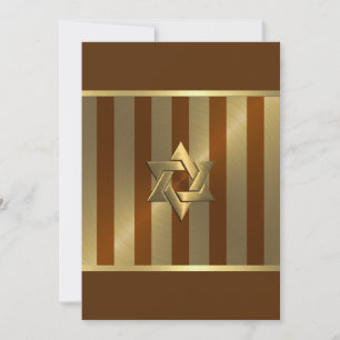 Bar Mitzvah Rust Gold Stripe Star van David Kaart