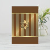 Bar Mitzvah Rust Gold Stripe Star van David Kaart (Staand voorkant)