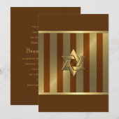 Bar Mitzvah Rust Gold Stripe Star van David Kaart (Voorkant / Achterkant)