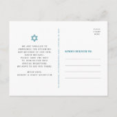 Bar Mitzvah Save Date Blauwgroen Silver Tallit Scr Uitnodiging Briefkaart (Achterkant)