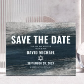Bar Mitzvah Save Date Charcoal Gray Silver Foil Uitnodiging Briefkaart