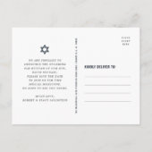 Bar Mitzvah Save Date Charcoal Gray Silver Foil Uitnodiging Briefkaart (Achterkant)