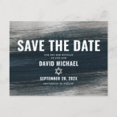 Bar Mitzvah Save Date Charcoal Gray Silver Foil Uitnodiging Briefkaart (Voorkant)