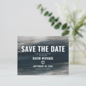 Bar Mitzvah Save Date Charcoal Gray Silver Foil Uitnodiging Briefkaart (Staand voorkant)