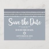Bar Mitzvah Save Date Gray Silver Tallit Script Uitnodiging Briefkaart (Voorkant)