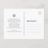 Bar Mitzvah Save Date Navy Typography Blue Folie Uitnodiging Briefkaart (Achterkant)