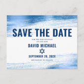 Bar Mitzvah Save Date Navy Typography Blue Folie Uitnodiging Briefkaart (Voorkant)