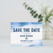 Bar Mitzvah Save Date Navy Typography Blue Folie Uitnodiging Briefkaart (Staand voorkant)