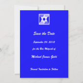Bar Mitzvah Save the Date Invitation Kaart Blauw (Achterkant)
